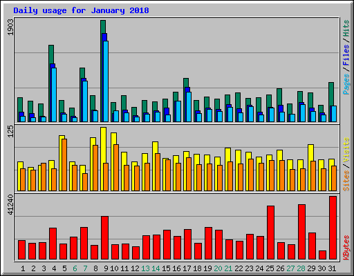 Daily usage for January 2018