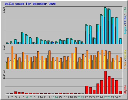 Daily usage for December 2025
